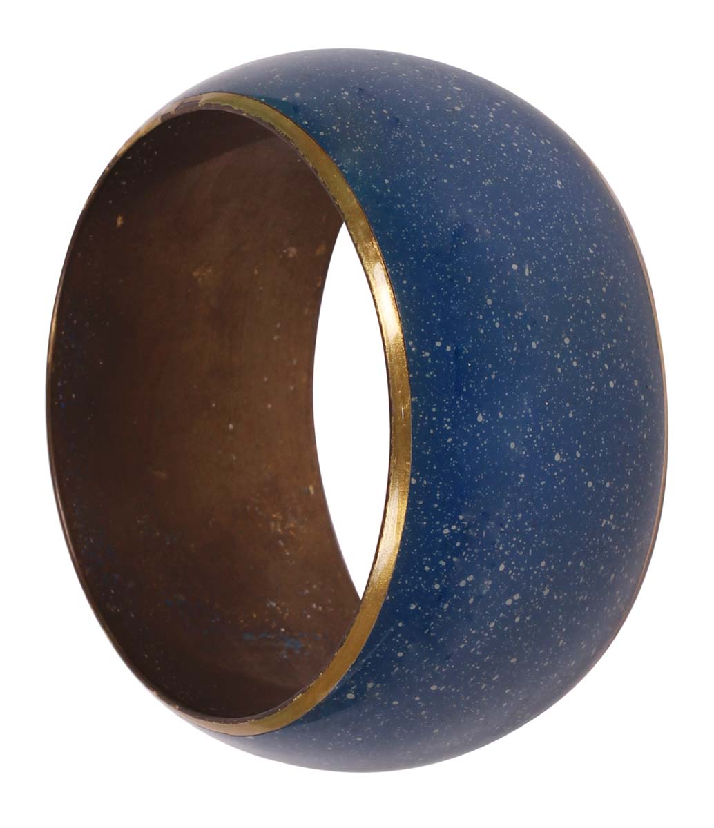 Round Broad Bangle - Speckled Blue Exteriors & Dull Golden Interiors - Handmade in Brass & Iron - Fashion Accessories - Unique Metal Jewelry - Buy in Bulk Wholesale
